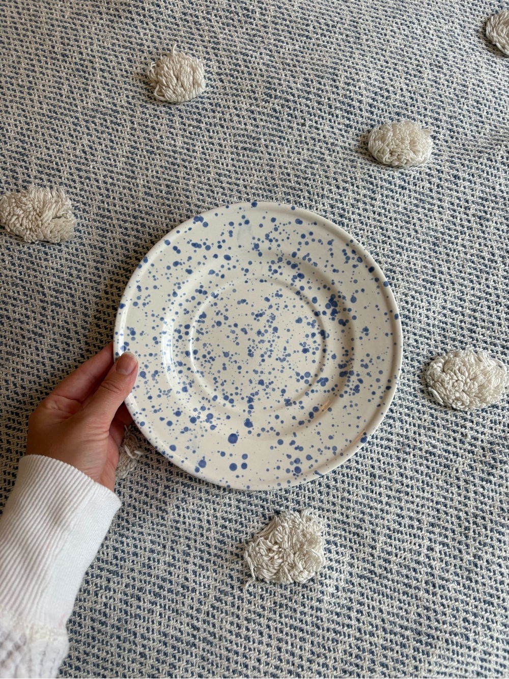 Vintage blue speckled plate